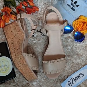 NWT Kate Spade Pink Ruffled Wedges Size 9.5